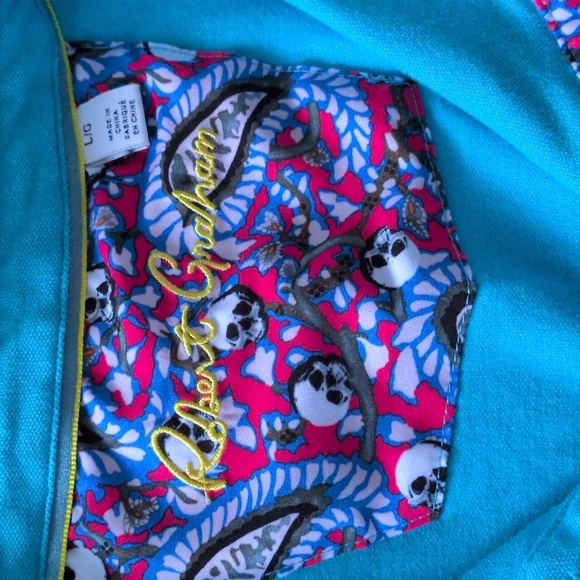 Robert Graham Polo Shirt Cotton Spandex Blend Teal Short Sleeve Golf Men's Large - Picture 4 of 4